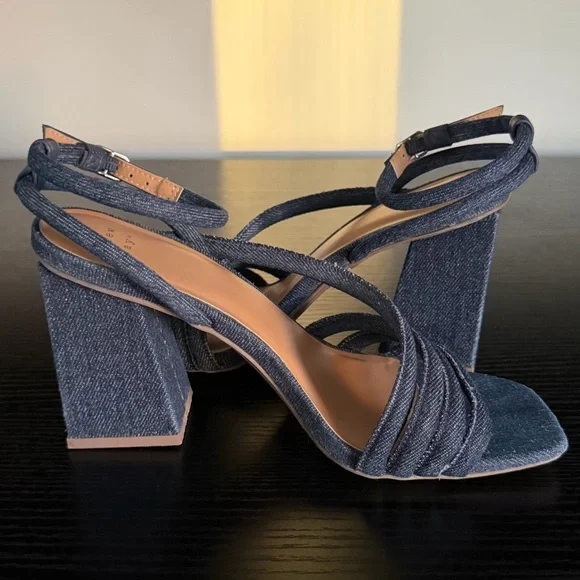 A New Day Women's Chunky Block Heel Asymmetric Ankle Strap Sandals - Picture 9 of 13